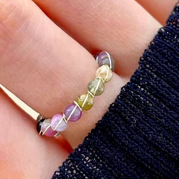 Manifestation Ring Rainbow Tourmaline Cuff Open ring - Picture 1 of 7